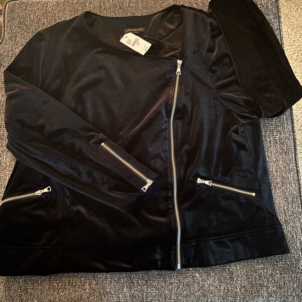 Lane Bryant Velvet Jacket with Zipper Accents